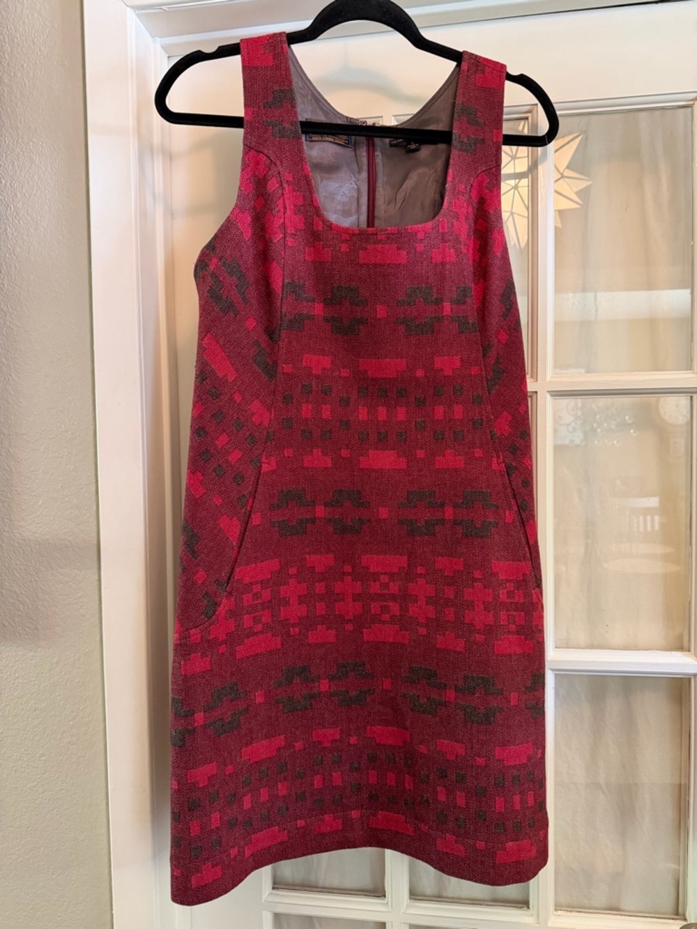Vintage Women's L Pendleton 100% Wool Portland Red & Black Lined Dress USA Made!